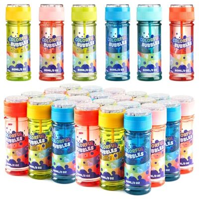 JOYIN 24 bellenblaasflessen (60 ml bubbeloplossing) kleurrijk regenboogontwerp voor kinderfeesten, bubbelstaf, grote bubbelset, zomerspeelgoed voor kinderen. JOYIN 24 bellenblaasflessen (60 ml bubbeloplossing) kleurrijk regenboogontwerp voor kinderfeesten, bubbelstaf, grote bubbelset, zomerspeelgoed voor kinderen.