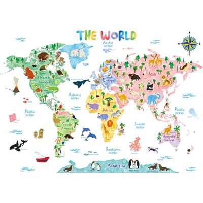 DECOWALL SG2-1615S Wereldkaart Dieren (Groot) Muurstickers Muurstickers Slaapkamer Kinderkamer Kinderkamer Woonkamer Muurschildering Zelfklevend Huis Kalkwerk DECOWALL SG2-1615S Wereldkaart Dieren (Groot) Muurstickers Muurstickers Slaapkamer Kinderkamer Kinderkamer Woonkamer Muurschildering Zelfklevend Huis Kalkwerk