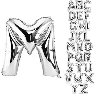 DekoRex Ballon zilver 100 cm ballon verjaardag bruiloft decoratie (letter M) DekoRex Ballon zilver 100 cm ballon verjaardag bruiloft decoratie (letter M)