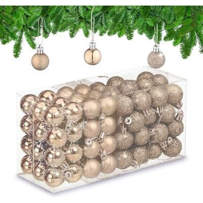Relaxdays kerstbal, in praktische set van 96, champagne Voor het versieren van je boom zoals het hoort, kunststof Relaxdays kerstbal, in praktische set van 96, champagne Voor het versieren van je boom zoals het hoort, kunststof