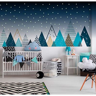 Ambiance Sticker Ambiance Muurstickers voor kinderen, enorme stickers voor kinderen, Scandinavische bergen, tipika + 100 sterren 110 x 185 cm Ambiance Sticker Ambiance Muurstickers voor kinderen, enorme stickers voor kinderen, Scandinavische bergen, tipika + 100 sterren 110 x 185 cm