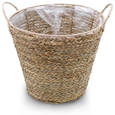 Spetebo Plantenmand van natuurlijk zeegras met handvat, 27 x 24 cm, met folie gevoerde bloempot, decoratieve rotan bloemenmand voor kamerplanten Spetebo Plantenmand van natuurlijk zeegras met handvat, 27 x 24 cm, met folie gevoerde bloempot, decoratieve rotan bloemenmand voor kamerplanten
