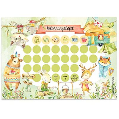 Papierdrachen 10 vellen beloningsbord voor kinderen, motiverend concept als onderwijshulp, met leuke stickers voor jongens en meisjes, motief camping Papierdrachen 10 vellen beloningsbord voor kinderen, motiverend concept als onderwijshulp, met leuke stickers voor jongens en meisjes, motief camping