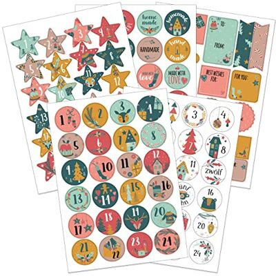 Papierdrachen Adventskalender met cijfers, 5 stuks, cadeaustickers voor geschenken en adventskalenders, kindermotief Papierdrachen Adventskalender met cijfers, 5 stuks, cadeaustickers voor geschenken en adventskalenders, kindermotief
