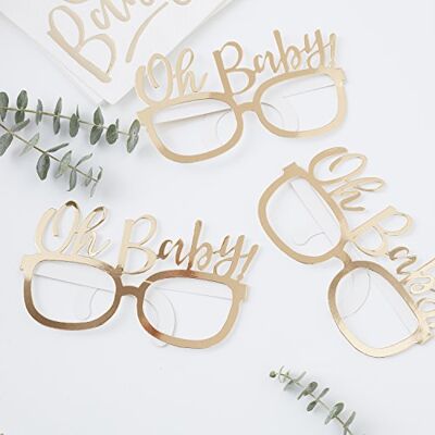 Ginger Ray 8 stuks babyborrelbril met bladgoud Ginger Ray 8 stuks babyborrelbril met bladgoud