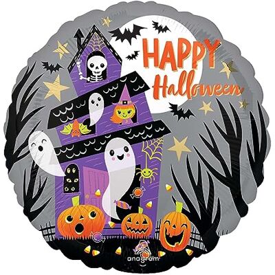 amscan 4481575 S40 standaard folieballon voor Halloween, spookhuis, meerkleurig, 43 cm amscan 4481575 S40 standaard folieballon voor Halloween, spookhuis, meerkleurig, 43 cm