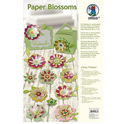 Ursus 23230099 Paper Blossoms Fancy Flowers, materiaal voor 40 papieren bloemen, diameter ca. 7 cm, aan beide zijden bedrukt, parel- of glittereffect, met edelstenen en halve parels Ursus 23230099 Paper Blossoms Fancy Flowers, materiaal voor 40 papieren bloemen, diameter ca. 7 cm, aan beide zijden bedrukt, parel- of glittereffect, met edelstenen en halve parels