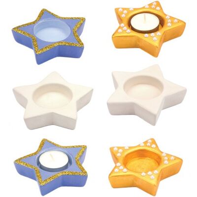 Baker Ross AV837 Keramische theelichthouder met ster, perfect voor Kerstmis, knutselen en decoratie voor kinderen, voor jongens en meisjes (4 stuks) Baker Ross AV837 Keramische theelichthouder met ster, perfect voor Kerstmis, knutselen en decoratie voor kinderen, voor jongens en meisjes (4 stuks)