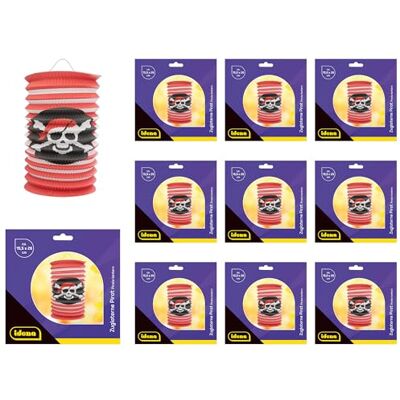 Idena 90290, 10 stuks piratenlantaarns, ca. 15,5 x 26 cm, rood en wit papieren lantaarns met piratenvlag, voor kinderen, voor Sint Maarten en lichtfeest Idena 90290, 10 stuks piratenlantaarns, ca. 15,5 x 26 cm, rood en wit papieren lantaarns met piratenvlag, voor kinderen, voor Sint Maarten en lichtfeest