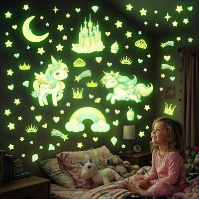 DECOWALL GSD4-8089 Lichtgevende Eenhoorn Muurstickers Kinderen Sterren Lichtgevend Kasteel Maan Regenboog Plafond Licht Kamerdecoratie Meisjes Jongens DECOWALL GSD4-8089 Lichtgevende Eenhoorn Muurstickers Kinderen Sterren Lichtgevend Kasteel Maan Regenboog Plafond Licht Kamerdecoratie Meisjes Jongens