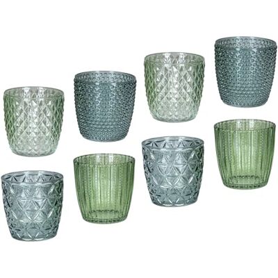 levandeo Set van 8 theelichthouders van glas, groen, hoogte 7,5 cm, tafeldecoratie levandeo Set van 8 theelichthouders van glas, groen, hoogte 7,5 cm, tafeldecoratie