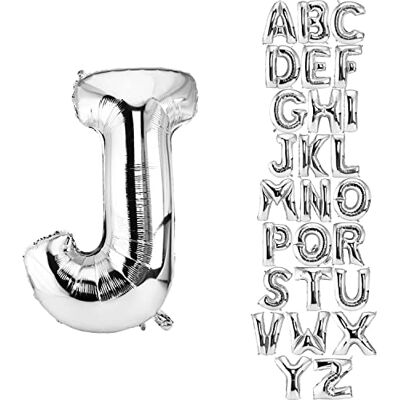 DekoRex Ballon zilver 100 cm ballon verjaardag bruiloft decoratie (letter J) DekoRex Ballon zilver 100 cm ballon verjaardag bruiloft decoratie (letter J)