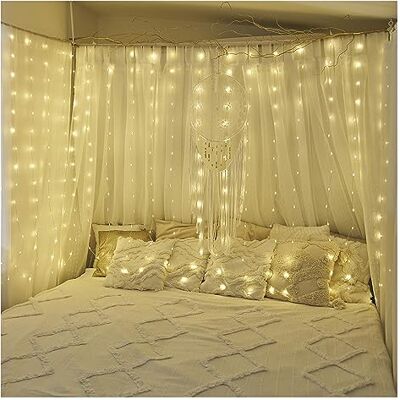 EMOS Led-lichtgordijn, 240 leds, kerstlichtsnoer, 1,7 m lang + 3 m stroomkabel, 8 verlichtingsmodi, voor feestjes, Kerstmis, warm wit, IP44, voor binnen en EMOS Led-lichtgordijn, 240 leds, kerstlichtsnoer, 1,7 m lang + 3 m stroomkabel, 8 verlichtingsmodi, voor feestjes, Kerstmis, warm wit, IP44, voor binnen en