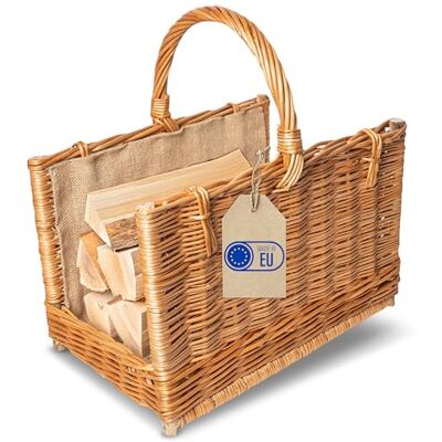 Creative Opbergmand van wilgentenen met handvat en jute, rechthoekig, 45 x 30 x 47 cm, natuurlijk bruin, handgeweven, houten mand, open haard, veelzijdig en duurzaam Creative Opbergmand van wilgentenen met handvat en jute, rechthoekig, 45 x 30 x 47 cm, natuurlijk bruin, handgeweven, houten mand, open haard, veelzijdig en duurzaam