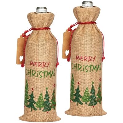 BRUBAKER Wijnzak voor Kerstmis, 36 cm x 17 cm, wijnzak van jute, wijnzak voor wijn, mousserende en champagne, flessentas voor kerstcadeau, Merry Christmas groen/rood, Kerst BRUBAKER Wijnzak voor Kerstmis, 36 cm x 17 cm, wijnzak van jute, wijnzak voor wijn, mousserende en champagne, flessentas voor kerstcadeau, Merry Christmas groen/rood, Kerst