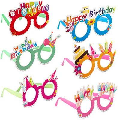 Relaxdays Happy Birthday, 10024250, partybril, set van 6, grappige montuur voor verjaardagen, groot en klein, kleurrijk, volwassenen, uniseks, meerkleurig, 1 Relaxdays Happy Birthday, 10024250, partybril, set van 6, grappige montuur voor verjaardagen, groot en klein, kleurrijk, volwassenen, uniseks, meerkleurig, 1