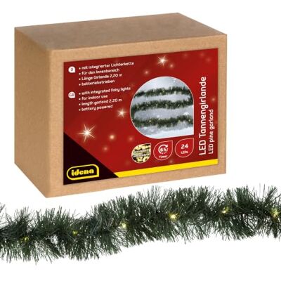 Idena 31345 Boomslinger met 24 leds, warmwit, 6 uur, werkt op batterijen, advents- en kerstdecoratie, groen, 2,5 m Idena 31345 Boomslinger met 24 leds, warmwit, 6 uur, werkt op batterijen, advents- en kerstdecoratie, groen, 2,5 m