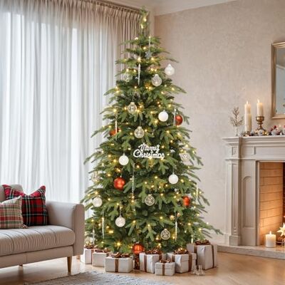 YITAHOME Kerstboom 180 cm met afstandsbediening, fijne kunstkerstboom met scharniertechnologie en vallende takken, 1938 PE/PVC gemengde punten, 300 lichten en 11 modi YITAHOME Kerstboom 180 cm met afstandsbediening, fijne kunstkerstboom met scharniertechnologie en vallende takken, 1938 PE/PVC gemengde punten, 300 lichten en 11 modi