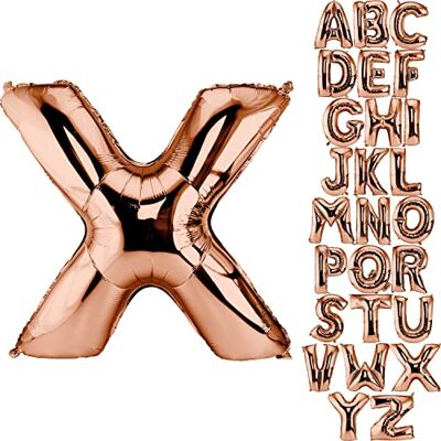 DekoRex Ballon roségoud 100 cm ballon verjaardag bruiloft decoratie (letter X) DekoRex Ballon roségoud 100 cm ballon verjaardag bruiloft decoratie (letter X)
