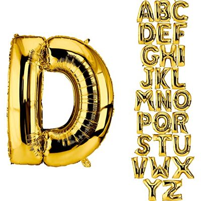 DekoRex Folienballon goud 82 cm ballon verjaardag bruiloft decoratie (letter D) DekoRex Folienballon goud 82 cm ballon verjaardag bruiloft decoratie (letter D)