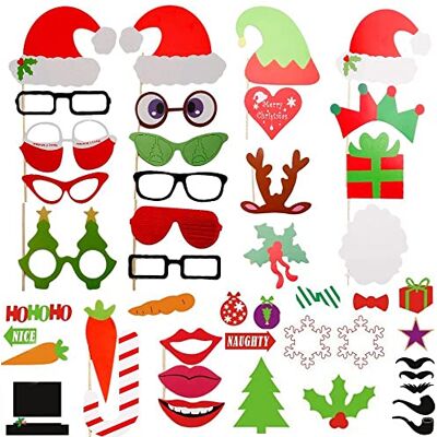 Uten 50 stuks fotocabines rekwisieten voor kerstfeest, bruiloft, verjaardag, kerstdecoratie, circusaccessoires Uten 50 stuks fotocabines rekwisieten voor kerstfeest, bruiloft, verjaardag, kerstdecoratie, circusaccessoires
