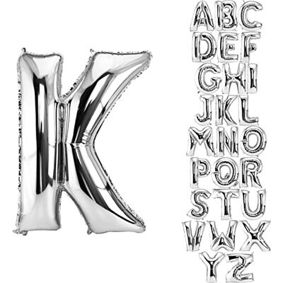 DekoRex Ballon zilver 100 cm ballon verjaardag bruiloft decoratie (letter K) DekoRex Ballon zilver 100 cm ballon verjaardag bruiloft decoratie (letter K)
