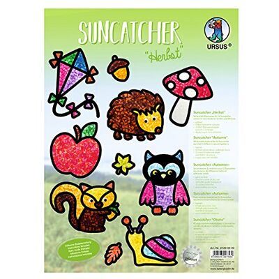 Ursus 21230099 12 stuks zonnevanger, herfst, 300 g/m², verschillende maten en patronen, met knutselinstructies, ideaal als kleurrijke raamdecoratie Ursus 21230099 12 stuks zonnevanger, herfst, 300 g/m², verschillende maten en patronen, met knutselinstructies, ideaal als kleurrijke raamdecoratie
