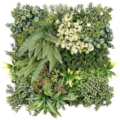 KARAT Plantenwand voor wandmontage, 50 x 50 cm, decoratieve kunstplanten voor muur, balkon en tuin (Rhea, type C) KARAT Plantenwand voor wandmontage, 50 x 50 cm, decoratieve kunstplanten voor muur, balkon en tuin (Rhea, type C)