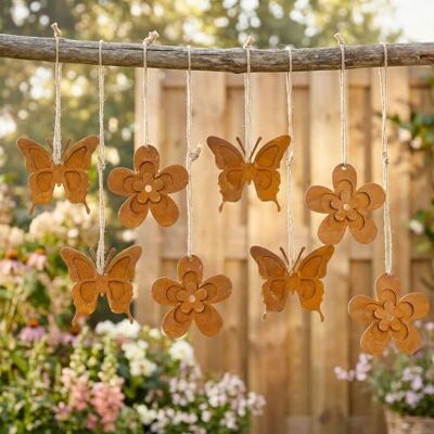 levandeo Set van 8 decoratieve bloemenhangers, metaal, lentedecoratie, vintage, hangende decoratie, tuindecoratie levandeo Set van 8 decoratieve bloemenhangers, metaal, lentedecoratie, vintage, hangende decoratie, tuindecoratie
