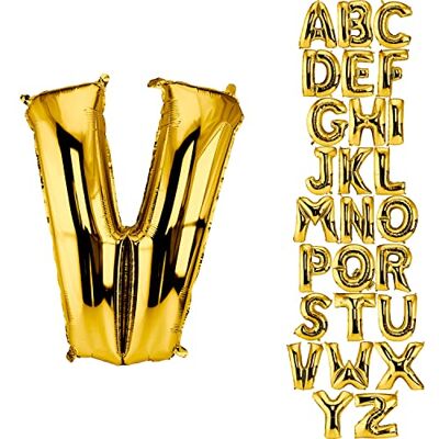 DekoRex Folienballon goud 82 cm verjaardagsballon bruiloft decoratie (letter V) DekoRex Folienballon goud 82 cm verjaardagsballon bruiloft decoratie (letter V)