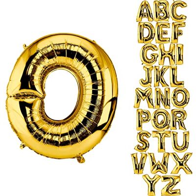 DekoRex Folienballon goud 82 cm verjaardagsballon bruiloft decoratie (letter O) DekoRex Folienballon goud 82 cm verjaardagsballon bruiloft decoratie (letter O)