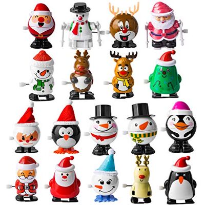 JOYIN 18 stuks Christmas Wind Up Toy Assortments Opbergkussens voor Kerstmis Party Favor Supply Accessoires (18 stuks) JOYIN 18 stuks Christmas Wind Up Toy Assortments Opbergkussens voor Kerstmis Party Favor Supply Accessoires (18 stuks)