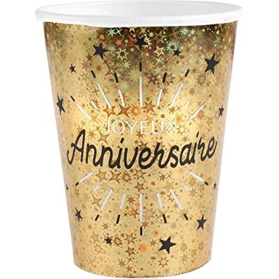 Santex Feestbeker Happy Birthday metallic goud (2 verpakkingen van 10) R/6648 Santex Feestbeker Happy Birthday metallic goud (2 verpakkingen van 10) R/6648