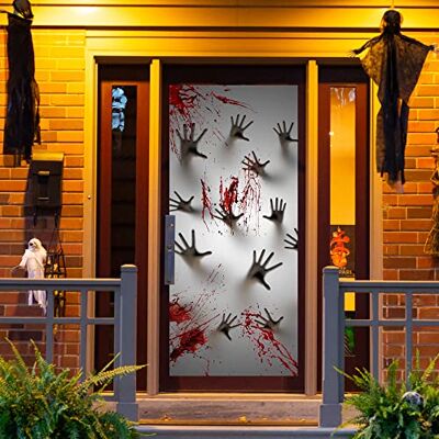 JOYIN Halloween spookhuis decoratie raam deur deken zombie handen 183 x 76 cm JOYIN Halloween spookhuis decoratie raam deur deken zombie handen 183 x 76 cm