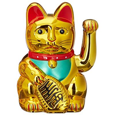 Relaxdays Maneki-Neko Chinese gelukskat 16 cm Azië China Japan Thailand Goud Relaxdays Maneki-Neko Chinese gelukskat 16 cm Azië China Japan Thailand Goud