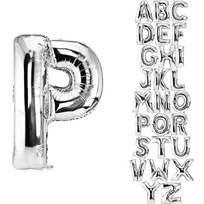 DekoRex Ballon zilver 100 cm ballon verjaardag bruiloft decoratie (letter P) DekoRex Ballon zilver 100 cm ballon verjaardag bruiloft decoratie (letter P)