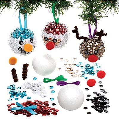 Baker Ross FC101 Kerstbal voor kinderen, met pailletten, 4 stuks, kerstdecoratie voor kinderen, Kerstmis, kinderen, creatieve vrije tijd Baker Ross FC101 Kerstbal voor kinderen, met pailletten, 4 stuks, kerstdecoratie voor kinderen, Kerstmis, kinderen, creatieve vrije tijd