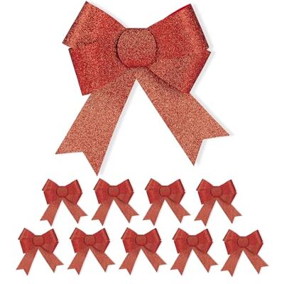 Relaxdays 10 stuks grote decoratieve strikken voor verjaardag, Kerstmis, kerstcadeau, rood Relaxdays 10 stuks grote decoratieve strikken voor verjaardag, Kerstmis, kerstcadeau, rood