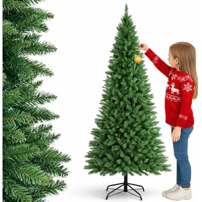 BAKAJI Slanke kerstboom extra dik nieuwe versie droomdennen milieuvriendelijk vlamvertragend met opvouwbare ijzeren kruisvoet groene steropening (120 cm) BAKAJI Slanke kerstboom extra dik nieuwe versie droomdennen milieuvriendelijk vlamvertragend met opvouwbare ijzeren kruisvoet groene steropening (120 cm)