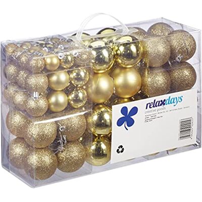 Relaxdays Kerstballen, 100 stuks, decoratie, gepolijst, glinsterend en glanzend, kerstbal diameter 3, 4&6 cm, goud Relaxdays Kerstballen, 100 stuks, decoratie, gepolijst, glinsterend en glanzend, kerstbal diameter 3, 4&6 cm, goud