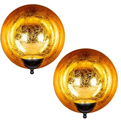 levandeo Set van 2 theelichthouders van metaal, diameter 15 cm, zwart en goud levandeo Set van 2 theelichthouders van metaal, diameter 15 cm, zwart en goud