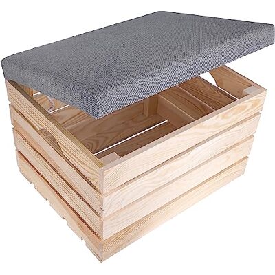 Creative Opbergkist van ruw hout, 50 x 40 x 35 cm, opbergbank binnen, opbergkruk, opbergpoef, opbergkubus, speelgoedkist voor kinderen Creative Opbergkist van ruw hout, 50 x 40 x 35 cm, opbergbank binnen, opbergkruk, opbergpoef, opbergkubus, speelgoedkist voor kinderen