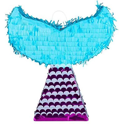 Boland Piñata zeemeerminstaart, 45 x 40 x 9 cm, zeemeerminstaart, paars/turquoise, verjaardag, decoratie, feestspel, cadeau Boland Piñata zeemeerminstaart, 45 x 40 x 9 cm, zeemeerminstaart, paars/turquoise, verjaardag, decoratie, feestspel, cadeau