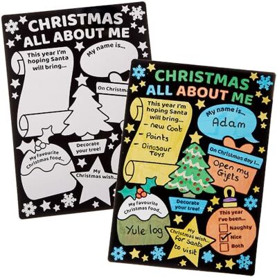 Baker Ross FN316 Kerst Posters Over Mij Pakket van 8, Kerst Diy Kerst Schoolbenodigdheden Baker Ross FN316 Kerst Posters Over Mij Pakket van 8, Kerst Diy Kerst Schoolbenodigdheden