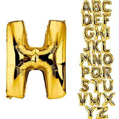 DekoRex Folienballon goud 82 cm verjaardagsballon bruiloft decoratie (letter H) DekoRex Folienballon goud 82 cm verjaardagsballon bruiloft decoratie (letter H)