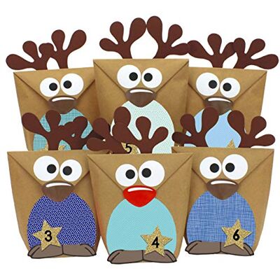 Papierdrachen Adventskalender om te vullen, rendieren in blauwe buik om zelf te maken, 24 zakjes om zelf te personaliseren en te vullen, Kerstmis 2021 voor kinderen Papierdrachen Adventskalender om te vullen, rendieren in blauwe buik om zelf te maken, 24 zakjes om zelf te personaliseren en te vullen, Kerstmis 2021 voor kinderen