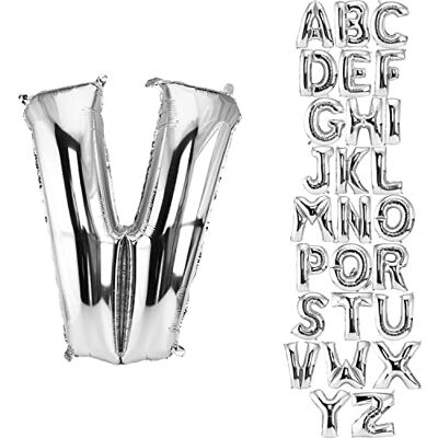 DekoRex Folieballon 82 cm zilver folieballon bruiloft decoratie (letter V) DekoRex Folieballon 82 cm zilver folieballon bruiloft decoratie (letter V)