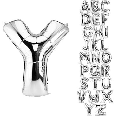 DekoRex Ballon zilver 100 cm ballon verjaardag bruiloft decoratie (letter Y) DekoRex Ballon zilver 100 cm ballon verjaardag bruiloft decoratie (letter Y)