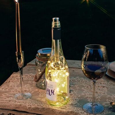 Hellum 522839 Flessenlamp met timer, warmwit, 40 leds, werkt op batterijen, led-lichtketting voor flessen, doe-het-zelf, tafeldecoratie, Kerstmis Hellum 522839 Flessenlamp met timer, warmwit, 40 leds, werkt op batterijen, led-lichtketting voor flessen, doe-het-zelf, tafeldecoratie, Kerstmis