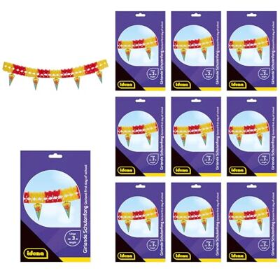 Idena 90286 Set van 10 gekleurde papieren slingers voor terug naar school met kleine suikerzakjes, 3 m Idena 90286 Set van 10 gekleurde papieren slingers voor terug naar school met kleine suikerzakjes, 3 m